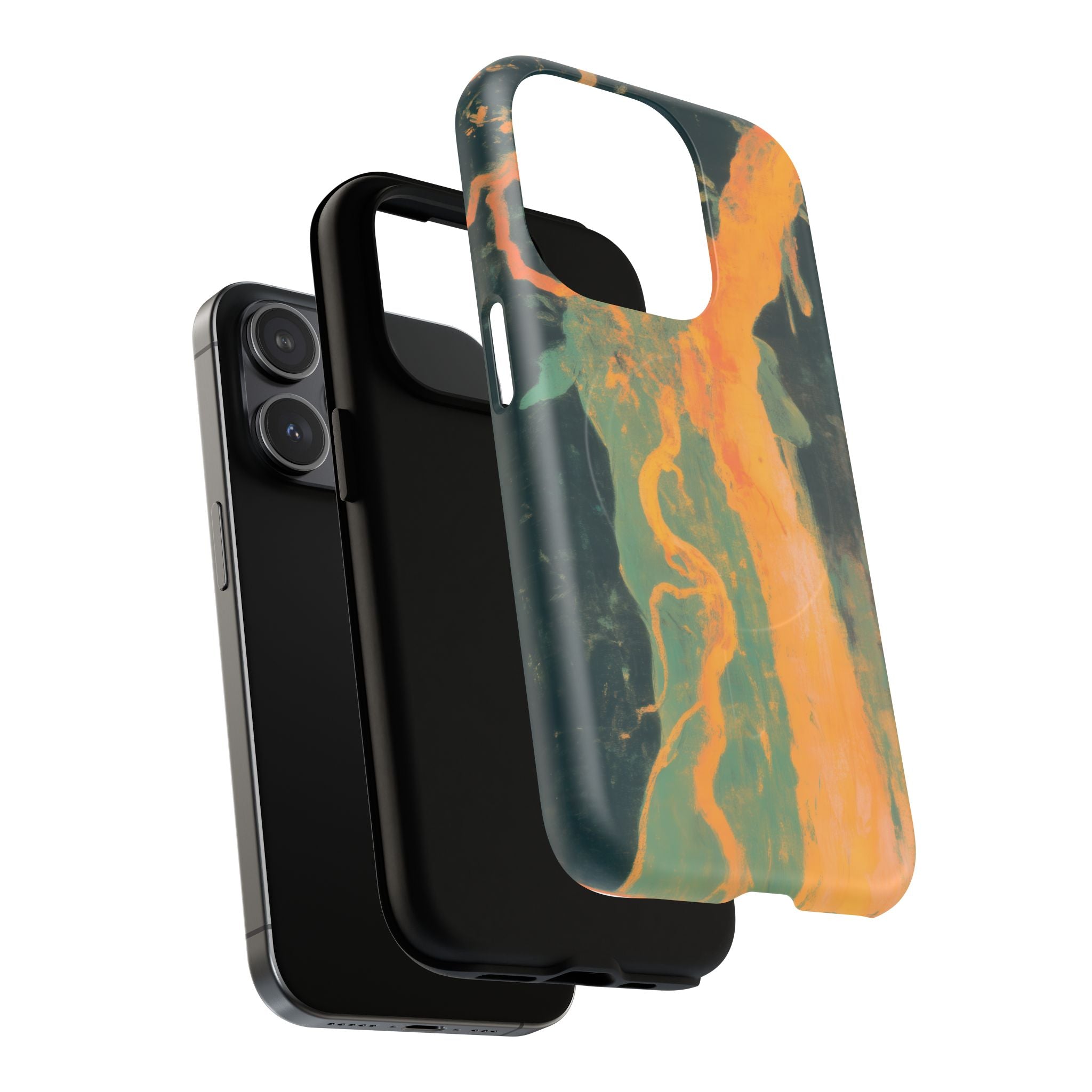 Ember - Abstrait marbré orange & vert