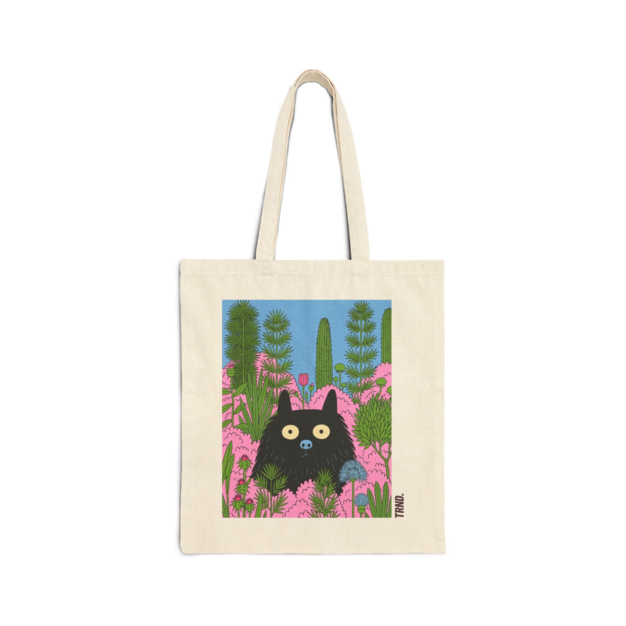 Jardin - Black Cat in Pink Garden