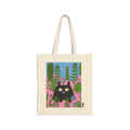 Jardin - Black Cat in Pink Garden