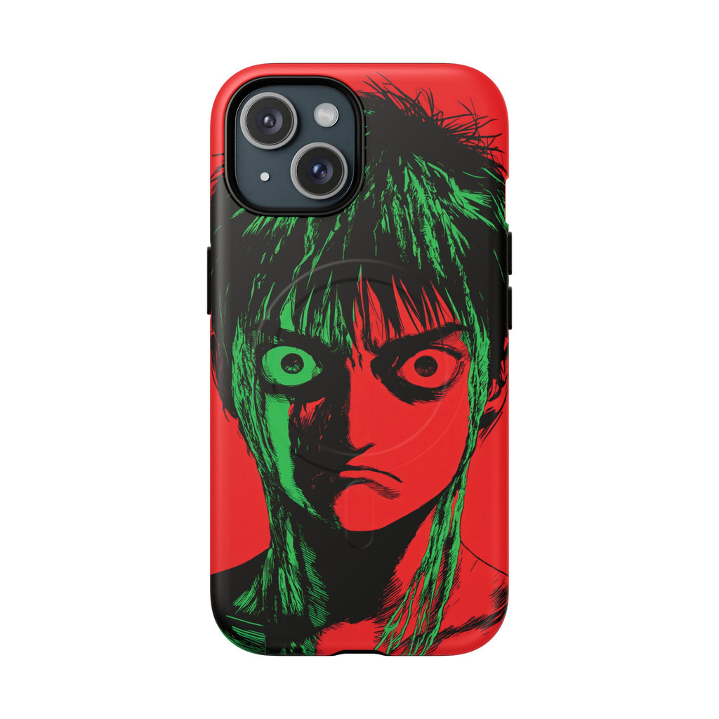 Rage - Visage manga fond rouge