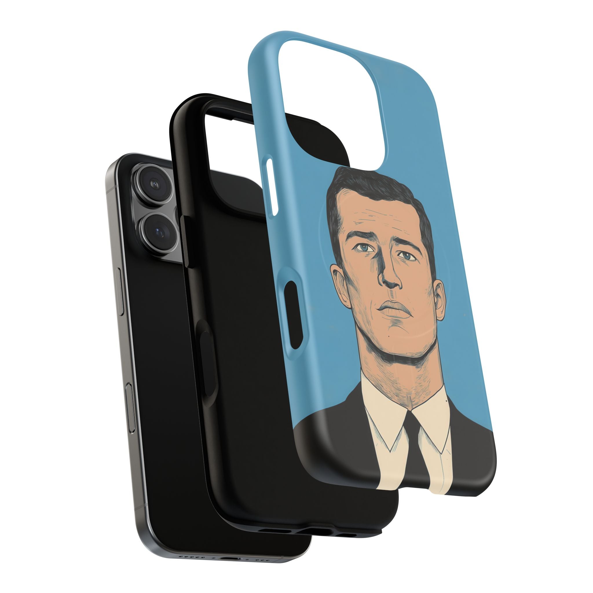 Frank - Portrait homme en costume fond bleu