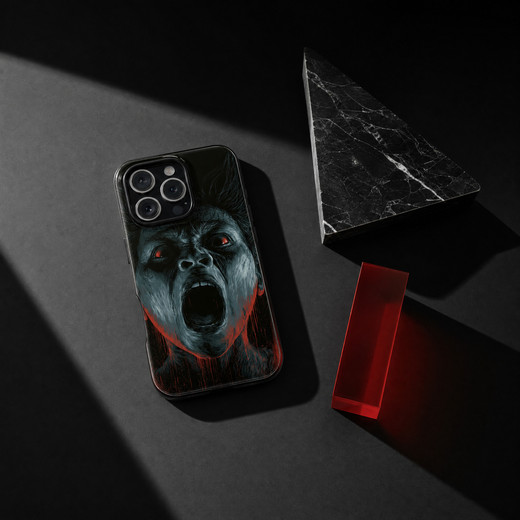 Feral - Visage mi-loup, yeux rouge sang