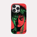 Rage - Visage manga fond rouge