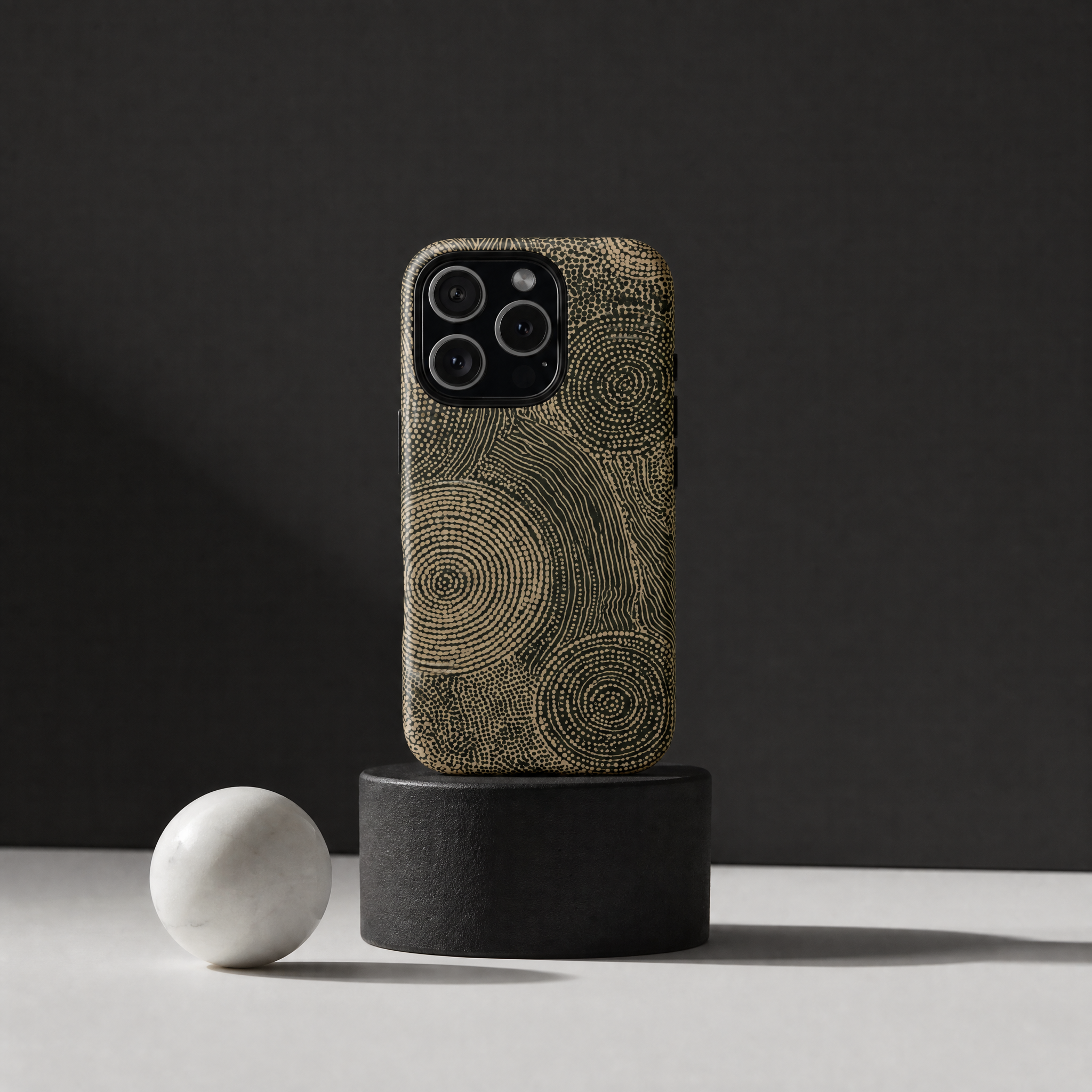 Songline - Khaki and Cream Dot Circles