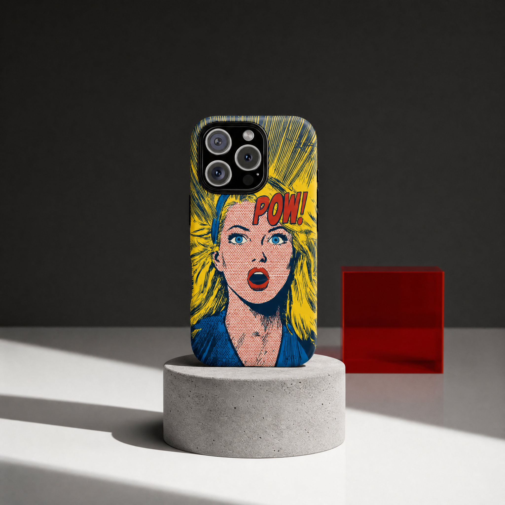 Pow - Illustration pop art comic bang fond jaune