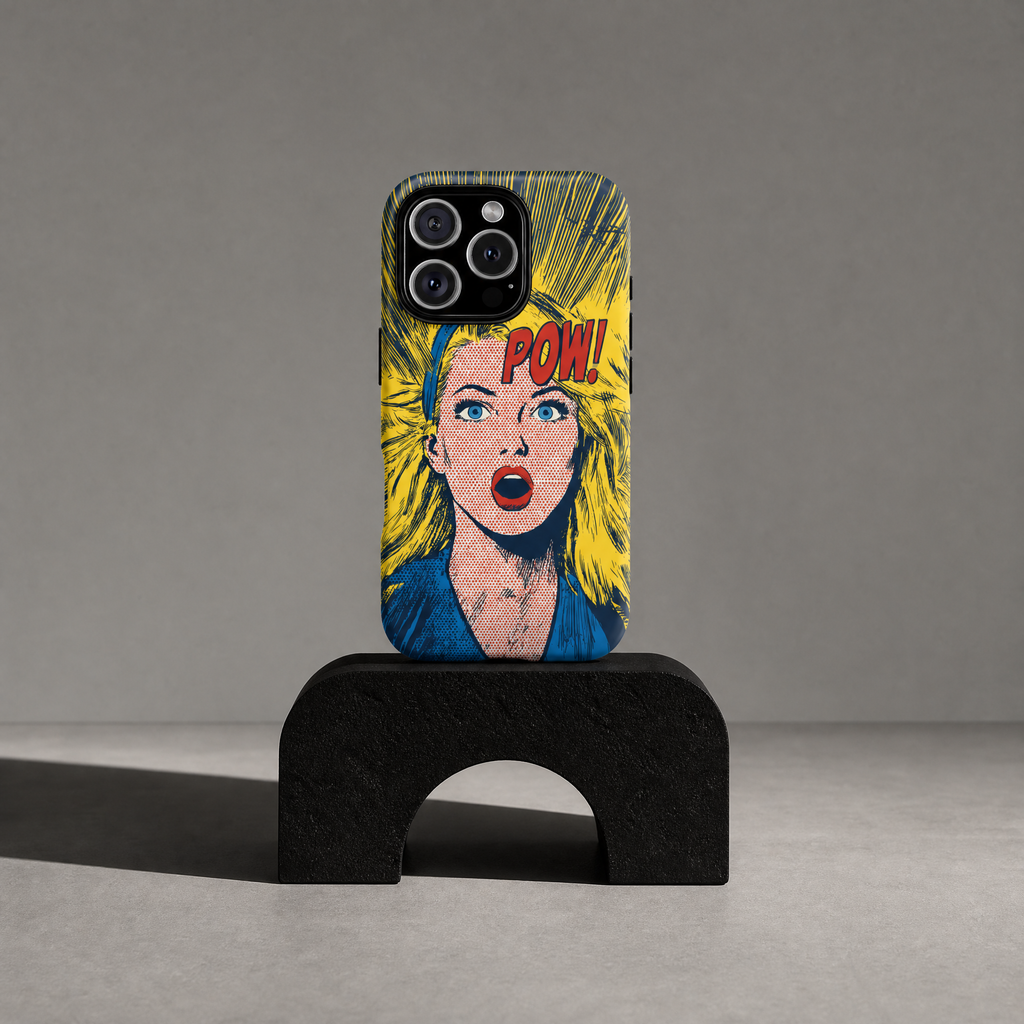 Pow - Illustration pop art comic bang fond jaune
