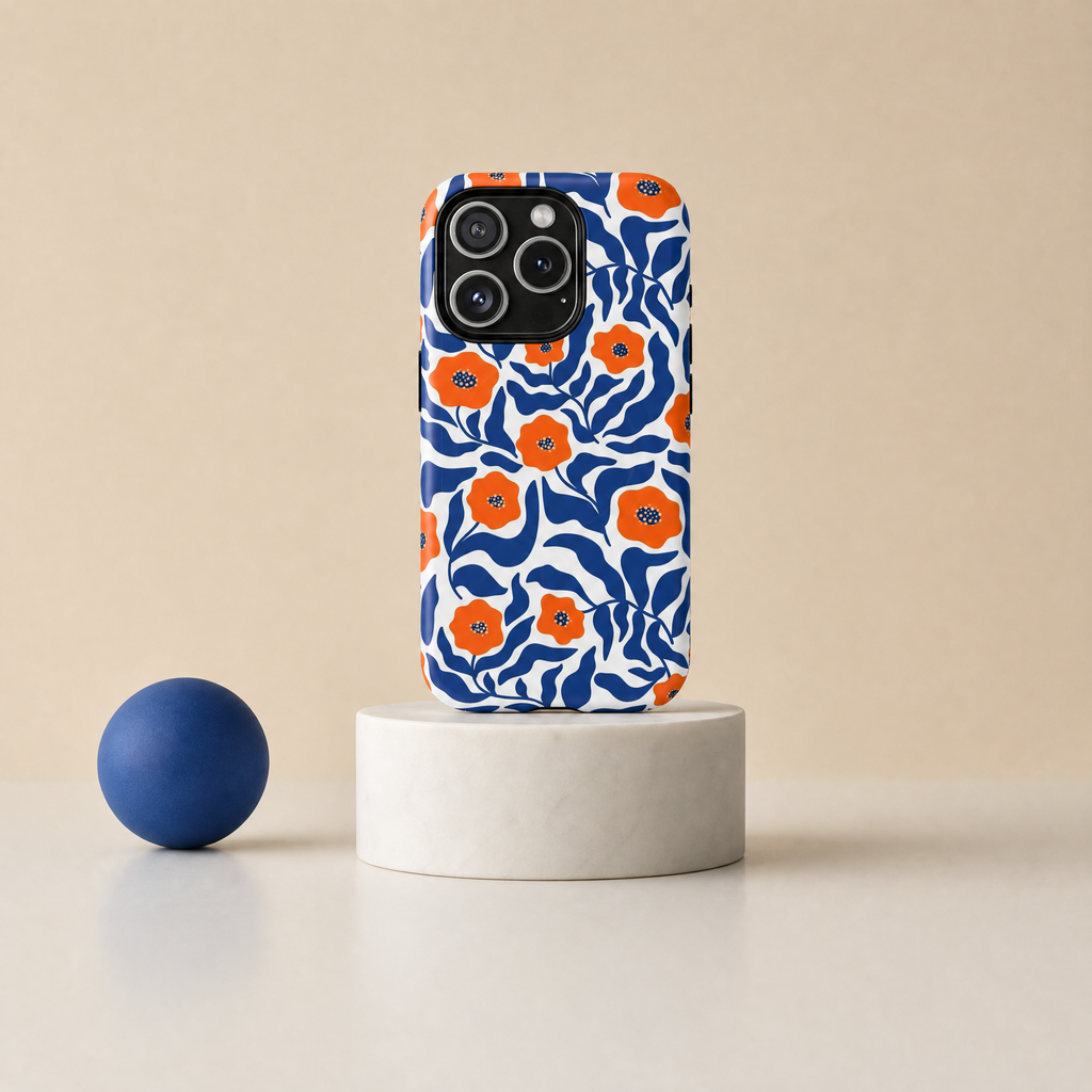 Flare - Blue & Orange Poppy Flowers