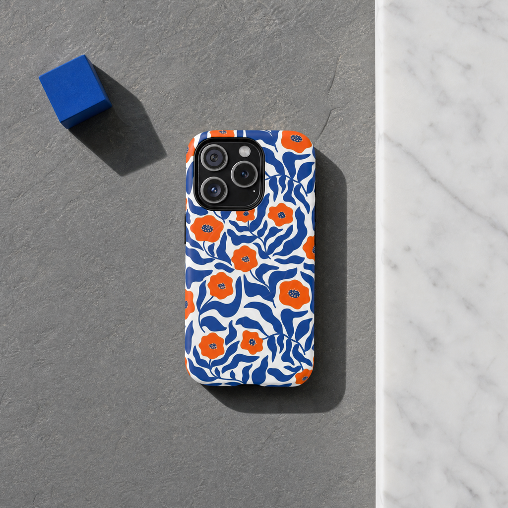 Flare - Blue & Orange Poppy Flowers