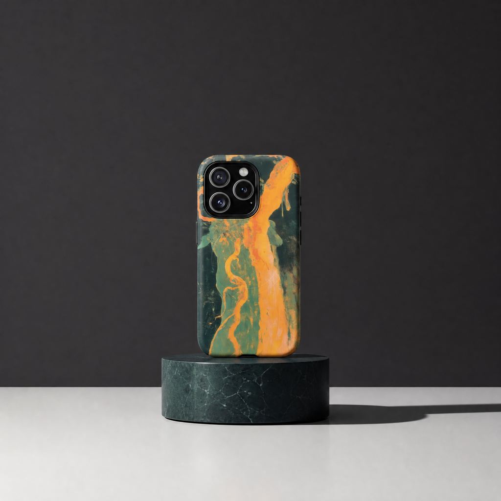 Ember - Abstrait marbré orange & vert