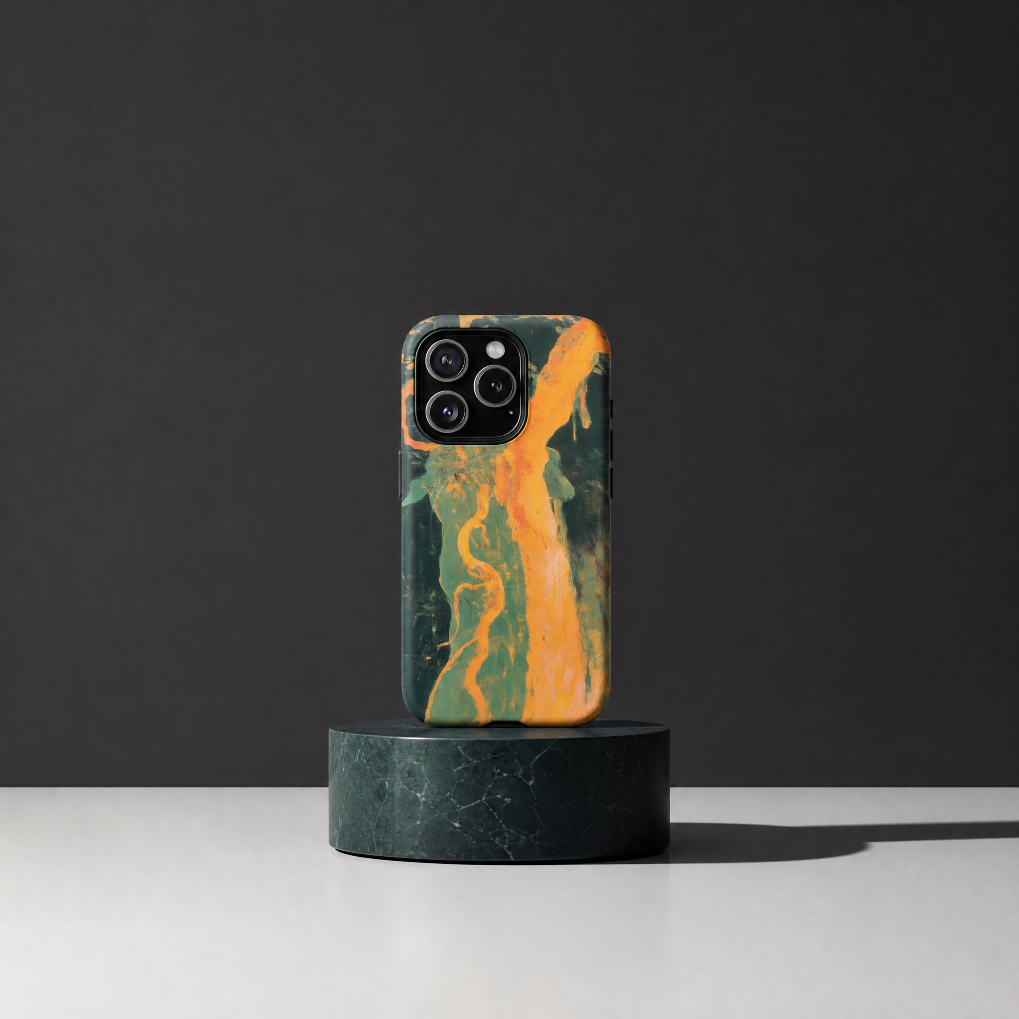 Ember - Abstrait marbré orange & vert