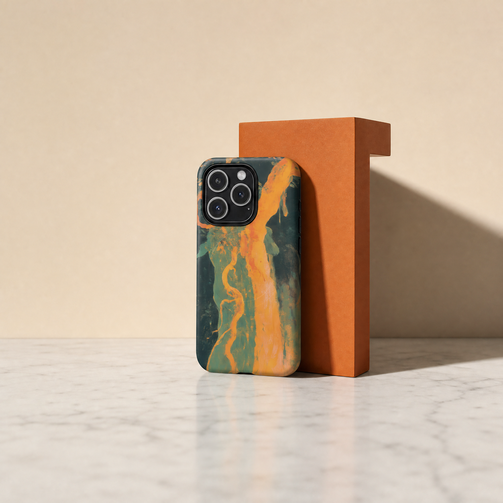 Ember - Abstrait marbré orange & vert